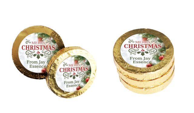 Bokeh Tree Personalised Christmas Chocolate Coins