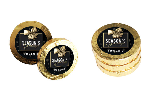 Glossy Gift Black Personalised Christmas Chocolate Coins