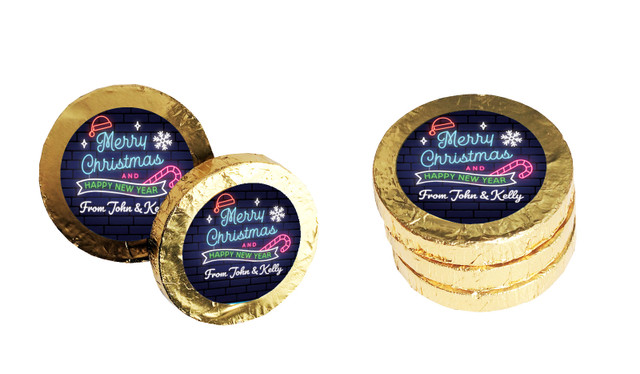 Neon Personalised Christmas Chocolate Coins