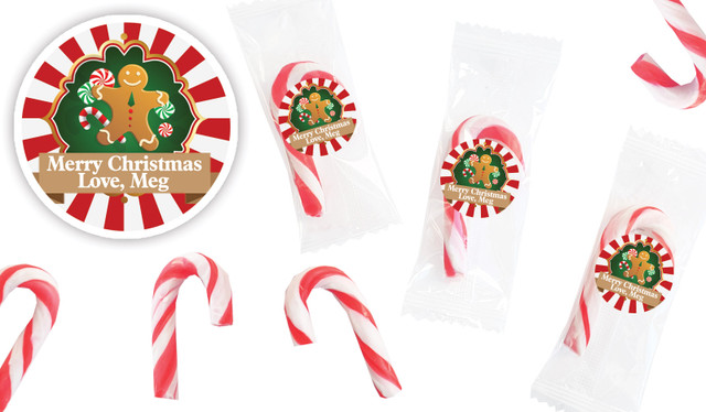 Gingerbread Man Personalised Mini Candy Canes