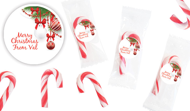 White Baubles Personalised Mini Candy Canes