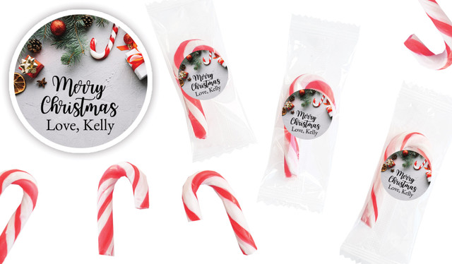 Christmas Background Personalised Mini Candy Canes