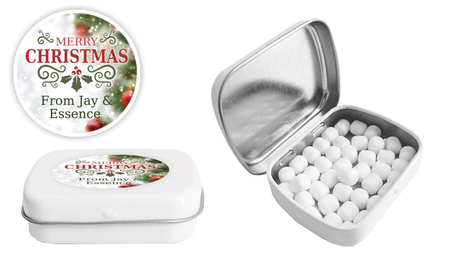 Bokeh Tree Christmas Personalised Mint Tin