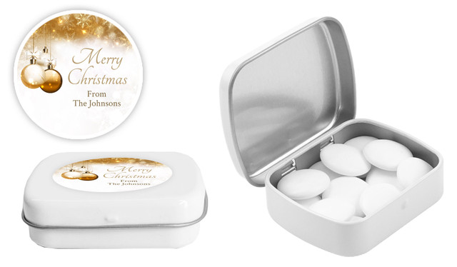 Bronzed Baubles Christmas Personalised Mint Tin