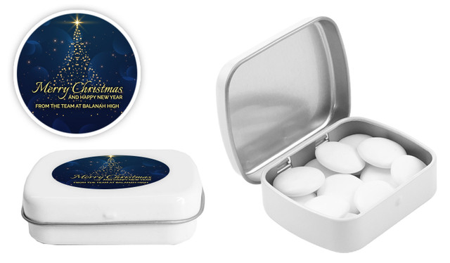 Blue Night Christmas Personalised Mint Tin