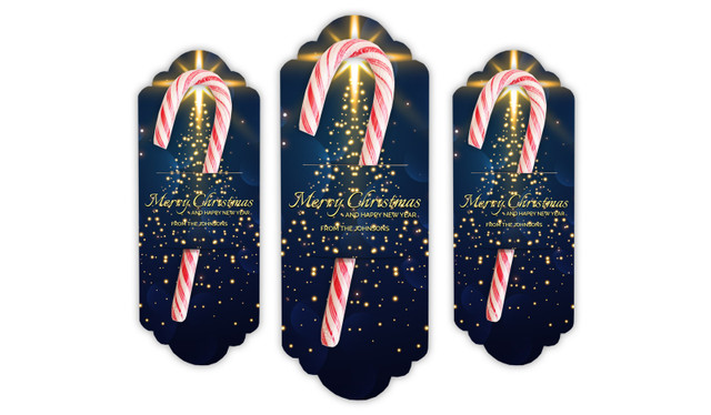 Blue Night Personalised Candy Cane Card