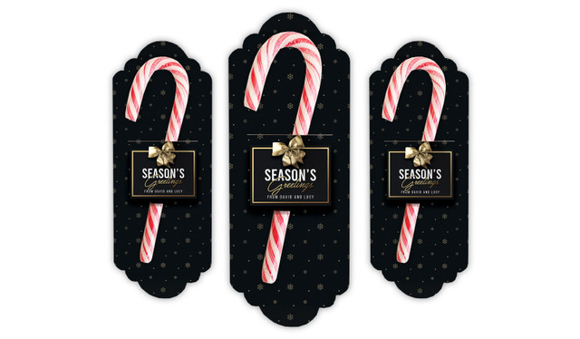 Glossy Gift Black Personalised Candy Cane Card