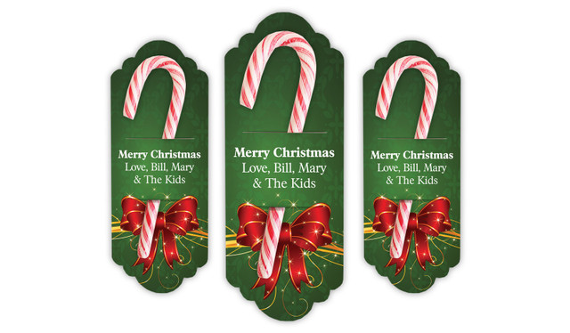 Christmas Bow Personalised Candy Cane Card