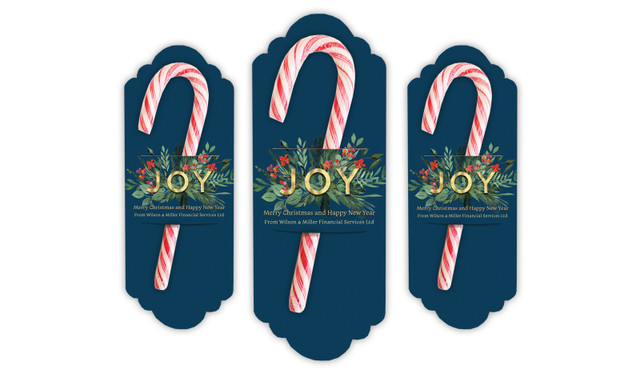Joy Personalised Christmas Candy Cane Card