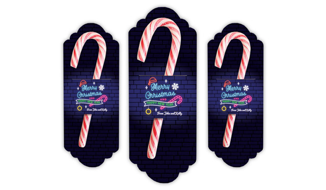 Neon Personalised Christmas Candy Cane Card