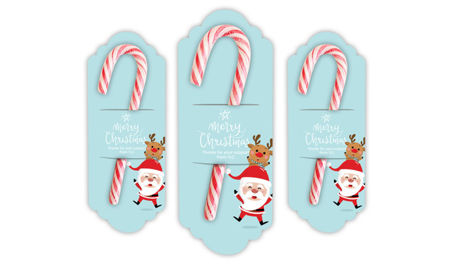 Piggy Back Personalised Christmas Candy Cane Card
