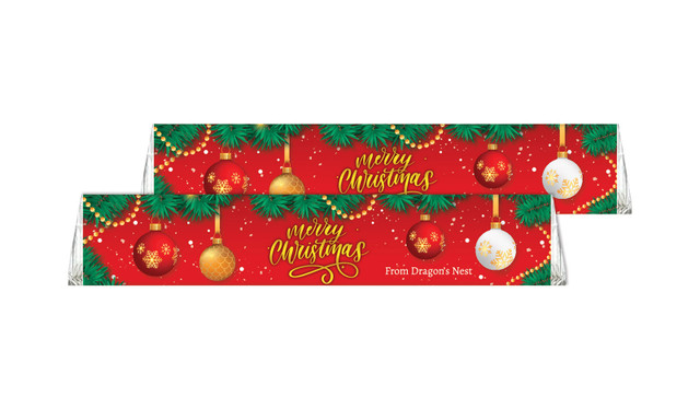 Red Festive Personalised Christmas Toblerone Bar 50g