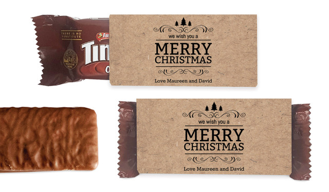 Merry Christmas On Kraft Individual TimTam TM (Box Of 150)