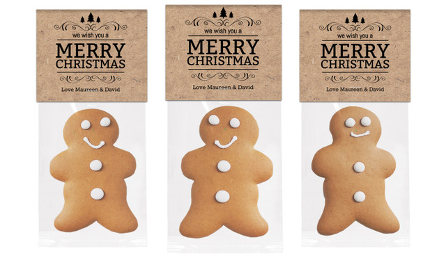 Merry Christmas On Kraft Gingerbread Man With Topper