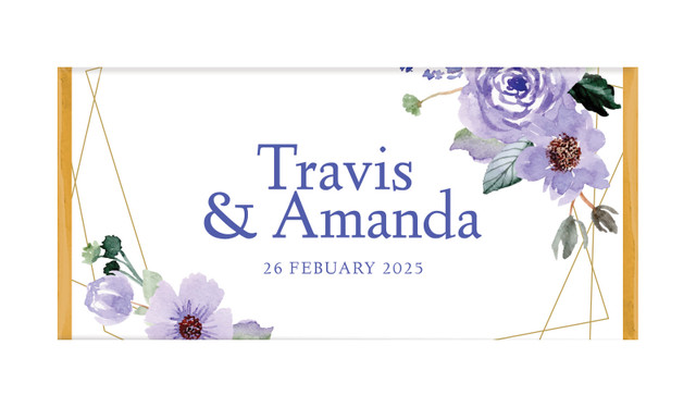 Violets On Gold Frame Personalised Chocolate Bar