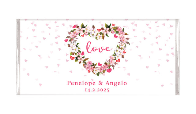 Heart Shaped Floral Personalised Chocolate Bar