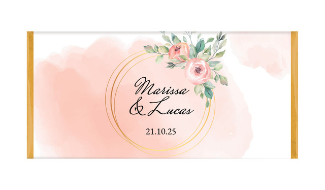 Gold Rings On Peach Personalised Chocolate Bar