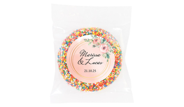 Gold Rings On Peach Wedding Theme Personalised Giant Freckle
