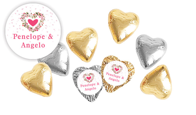 Heart Shaped Floral Personalised Foil Chocolate Hearts
