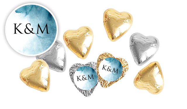 Blue Shade Personalised Foil Chocolate Hearts