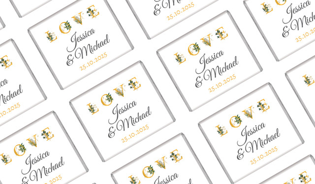 L-O-V-E Flowers Wedding Personalised Mini Chocolates