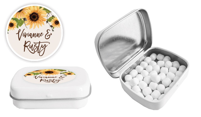 Rustic Sunflower Wedding Personalised Mint Tin