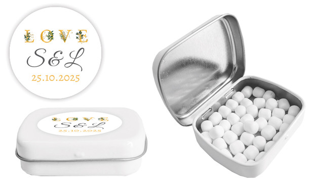 L-O-V-E Flowers Wedding Personalised Mint Tin