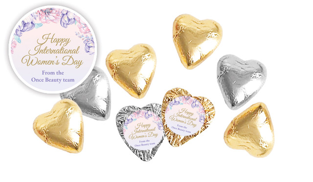 Lilac International Womens Day Personalised Foil Chocolate Hearts