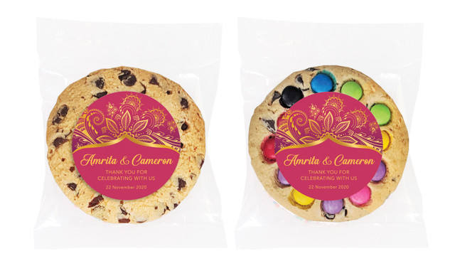 Regal Pink And Gold Personalised Wedding Cookie