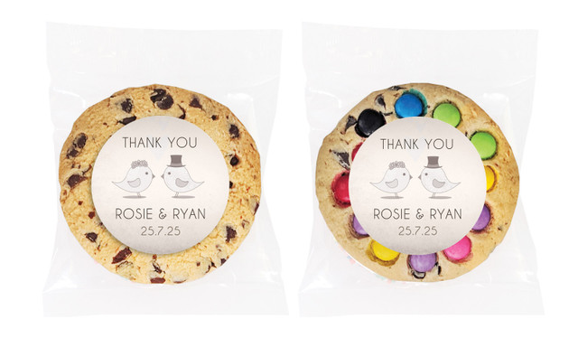 Sepia Love Birds Personalised Wedding Cookie