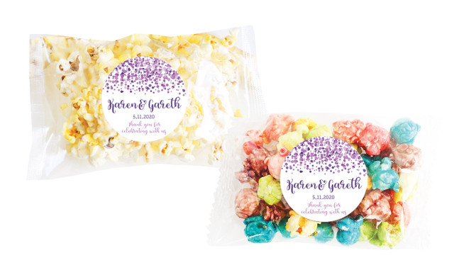 Confetti Purple Personalised Popcorn Bag