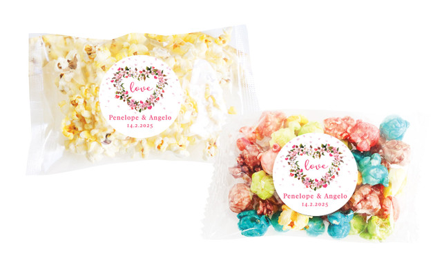 Heart Shaped Floral Personalised Popcorn Bag