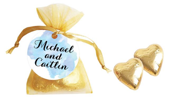 A Splash Of Watercolour - Blue Personalised Organza Bag