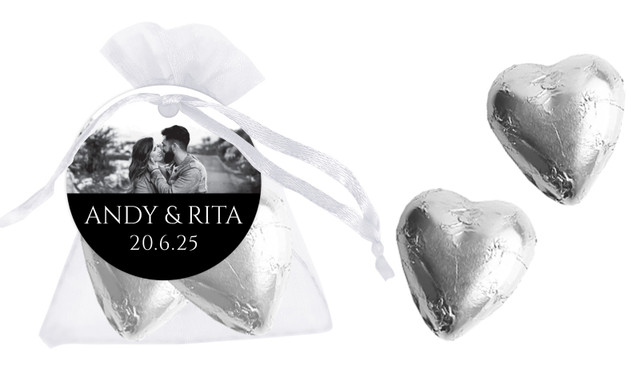 Add A Photo - Black Personalised Organza Bag