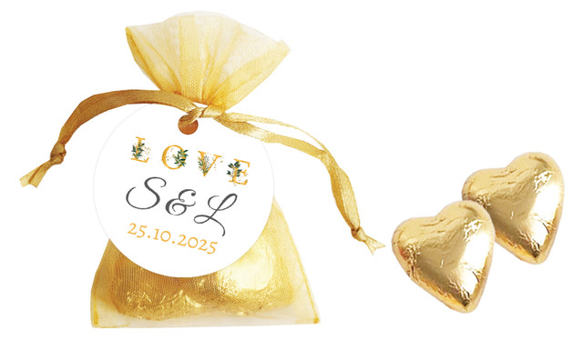 L-O-V-E Flowers Personalised Organza Bag
