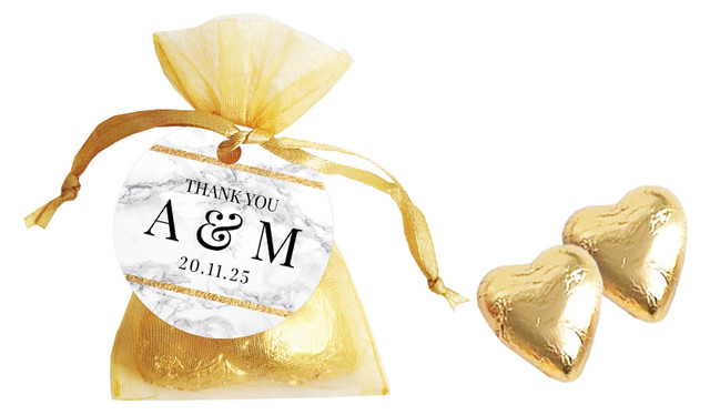 Marble Gold Frame Personalised Organza Bag