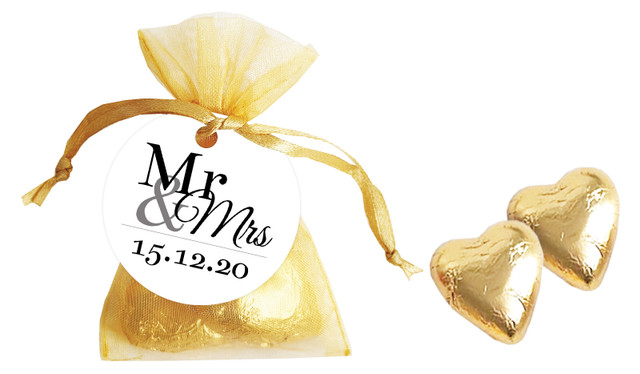 Mr & Mrs Announcement White Personalised Organza Bag