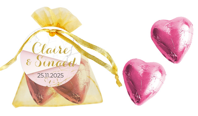 Pink And Marble Personalised Organza Bag