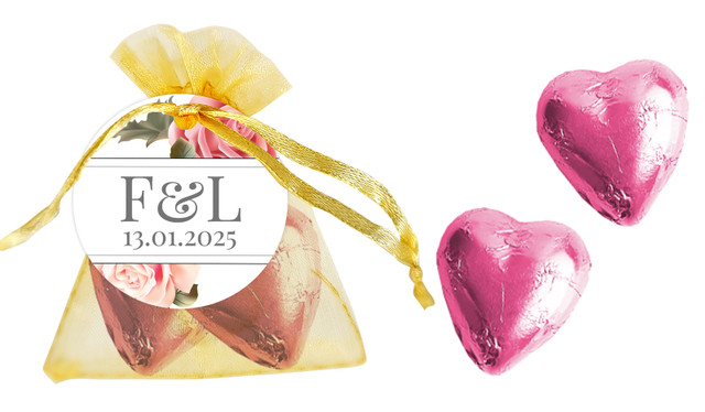 Rose Diamond Personalised Organza Bag