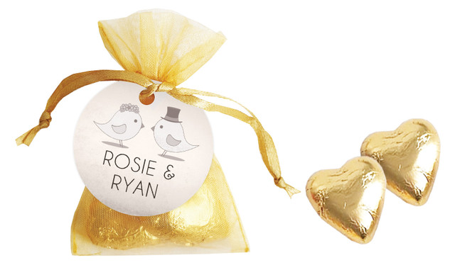 Sepia Love Birds Personalised Organza Bag
