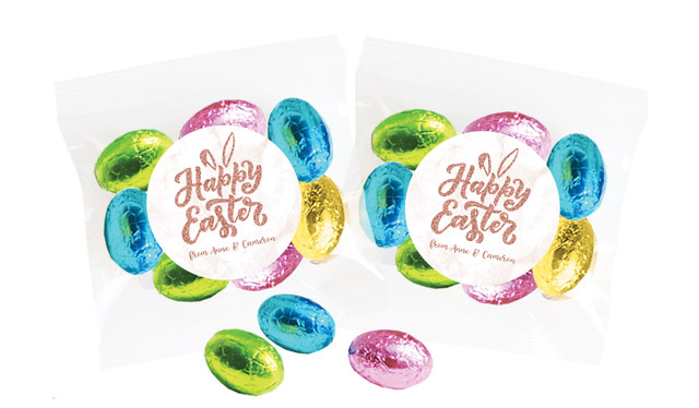 Rose Gold Personalised Bag Of Easter Eggs