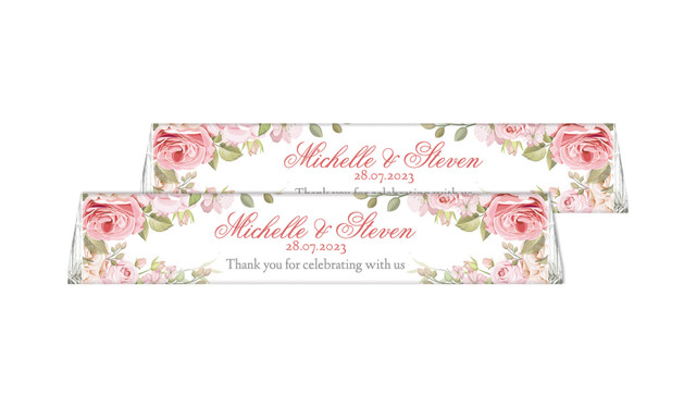 Classic Rose Border Toblerone Wedding Chocolates 50g