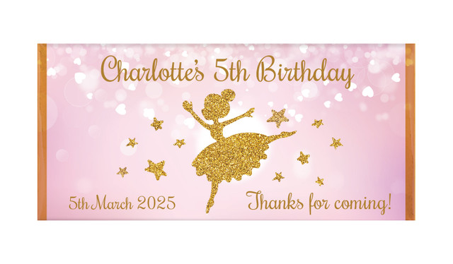 Golden Ballerina Personalised Chocolate Bars - Australia's #1 Kids Party Supplies