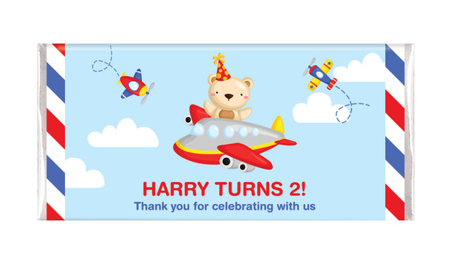 Bear Air Plane Personalised Chocolate Bars - Australia's #1 Kids Party Supplies