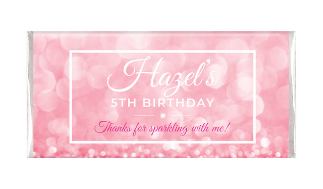 Pink Glitter Personalised Chocolate Bars - Australia's #1 Kids Party Supplies