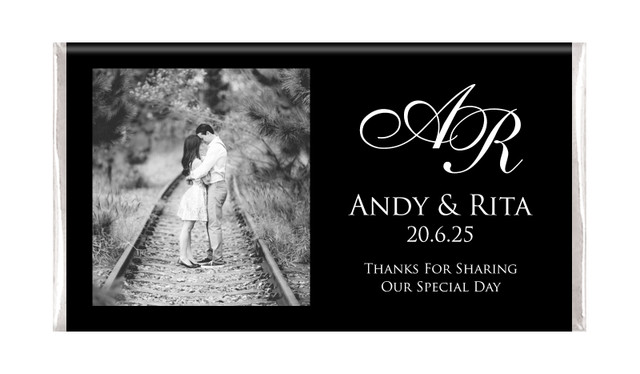 Add A Photo On Black Custom Wedding Chocolates