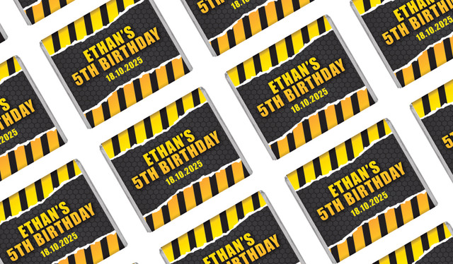 Construction Builders Birthday Personalised Mini Chocolates