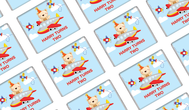 Bear Air Plane Birthday Personalised Mini Chocolates