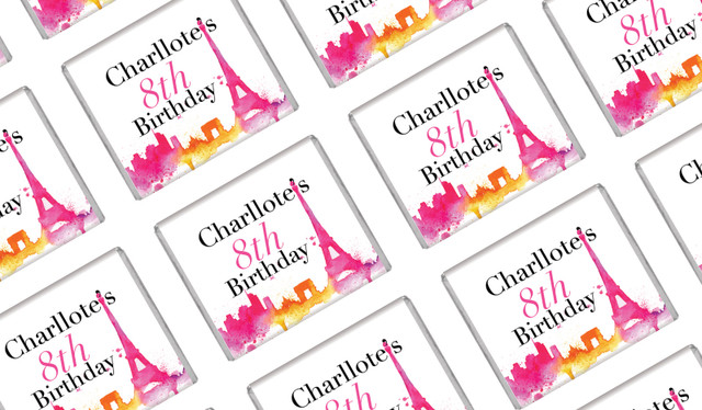 Paris Watercolour Birthday Personalised Mini Chocolates