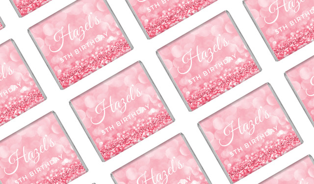 Pink Glitter Birthday Personalised Mini Chocolates